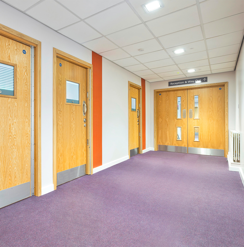 Anti-ligature and anti-barricade door systems for specialist educational environments.