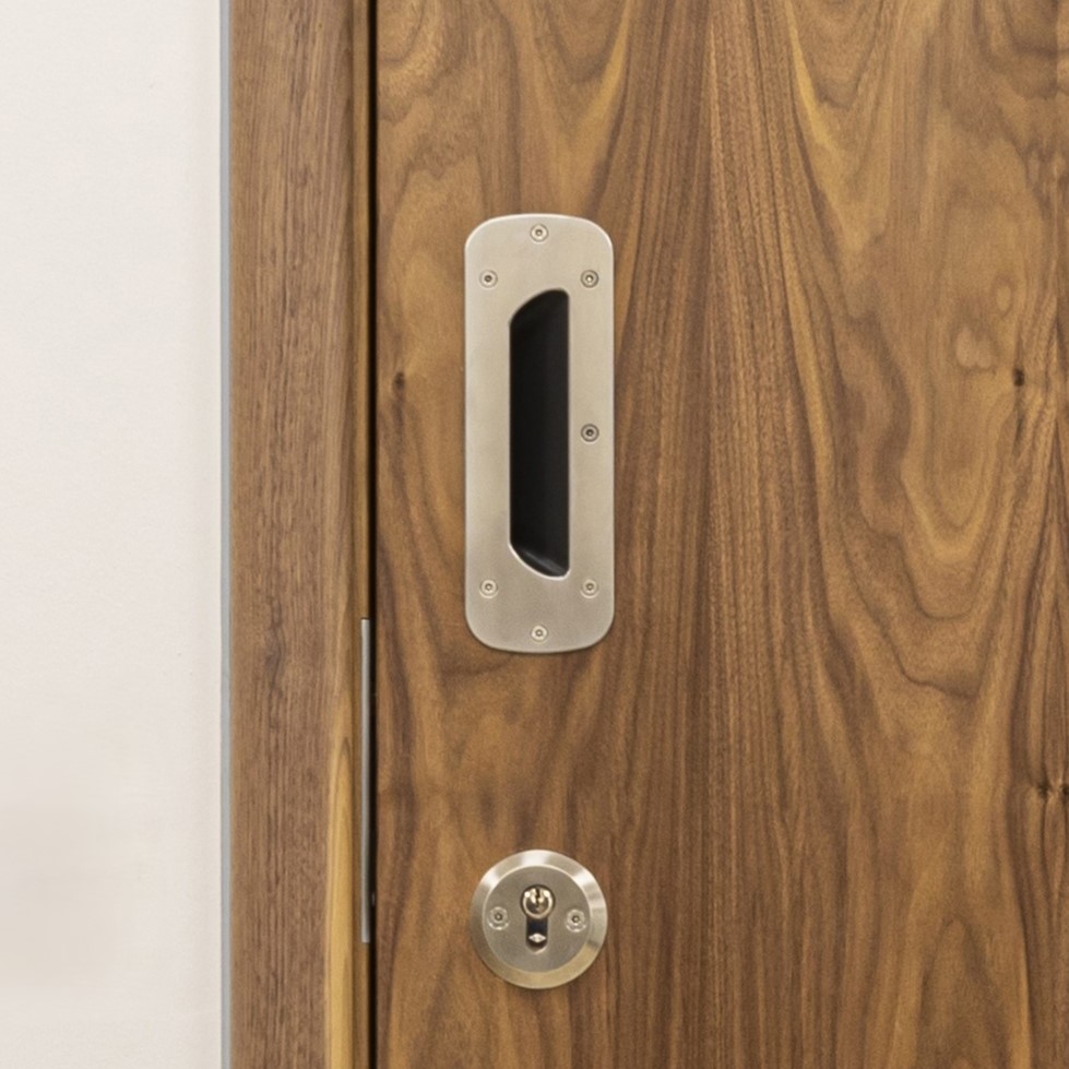 SERVICE Riser Cupboard Door with Anti Ligature Recessed Handle.