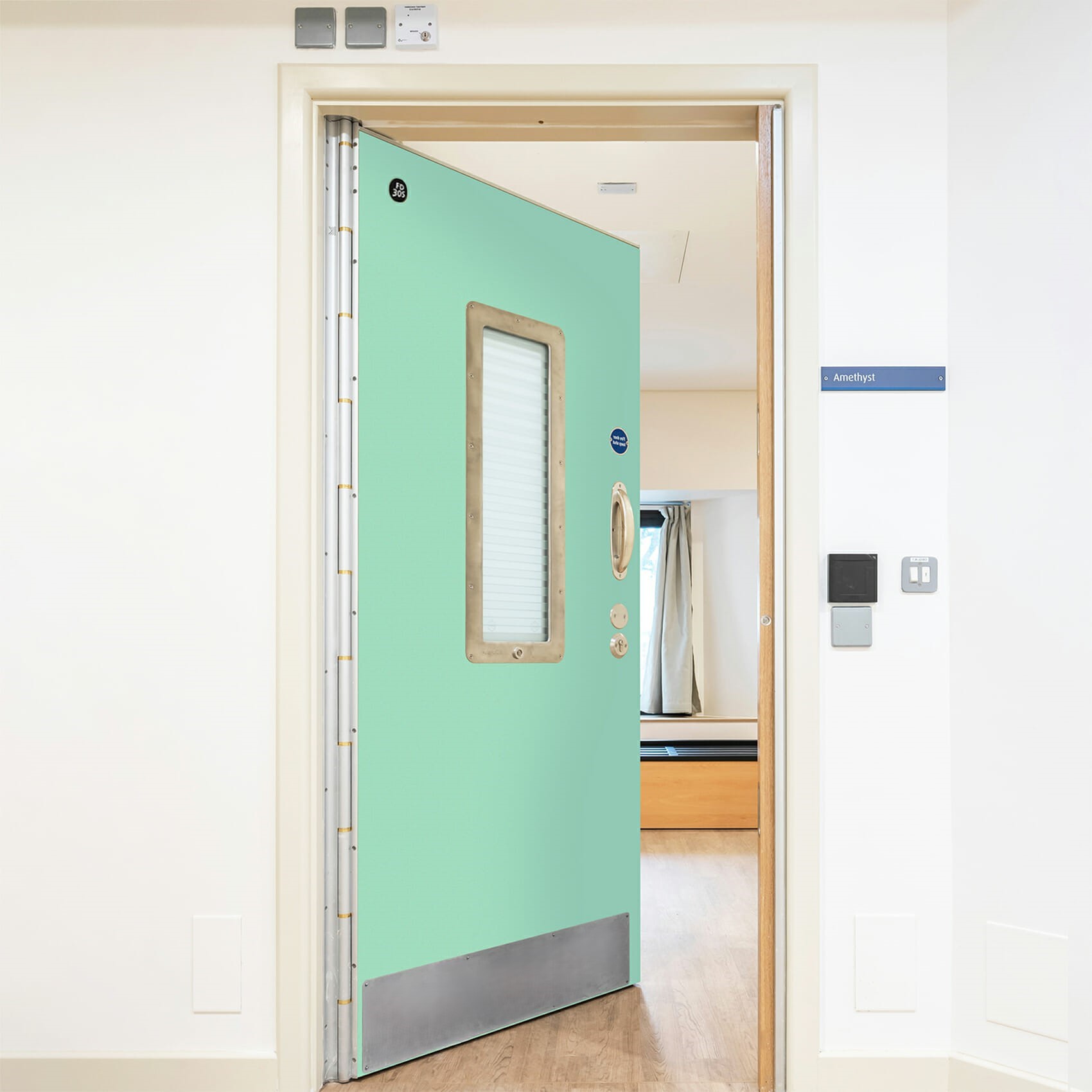 Specialist SWING Anti-Barricade Door System for mental health bedrooms.