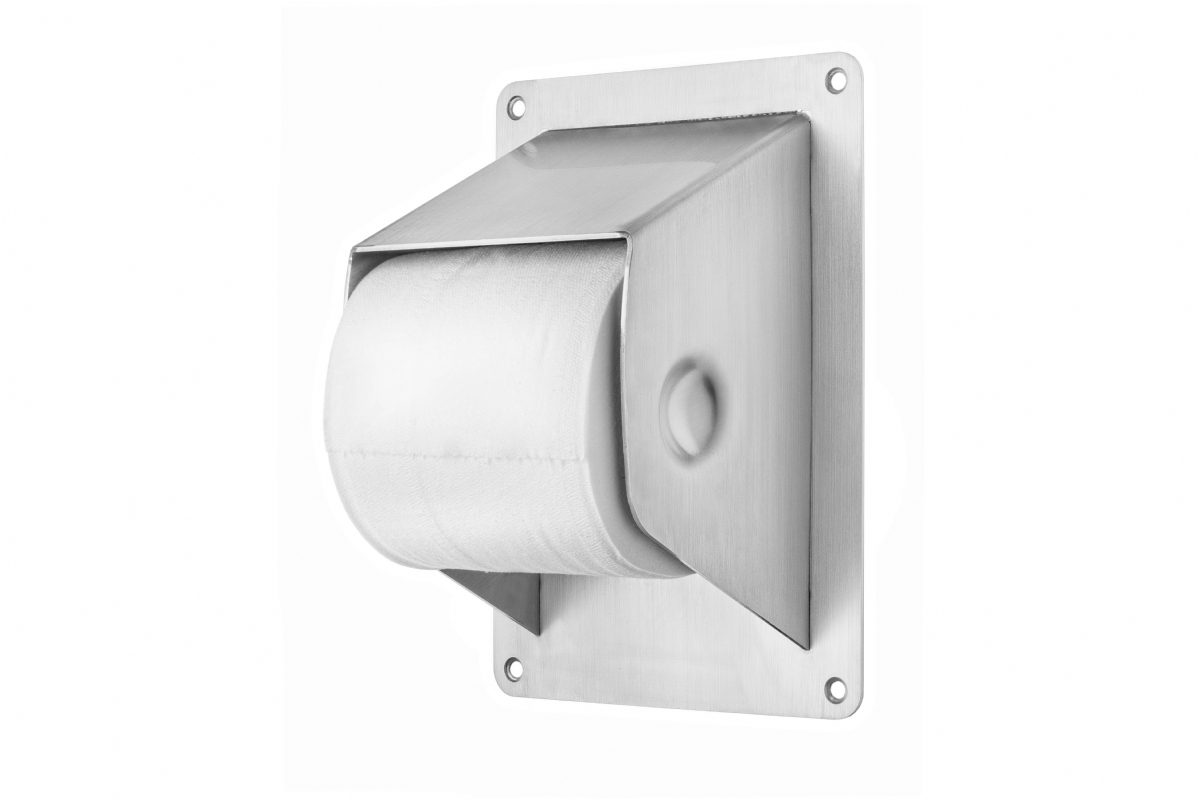 An anti-ligature toilet roll holder solution for mental health facilities.