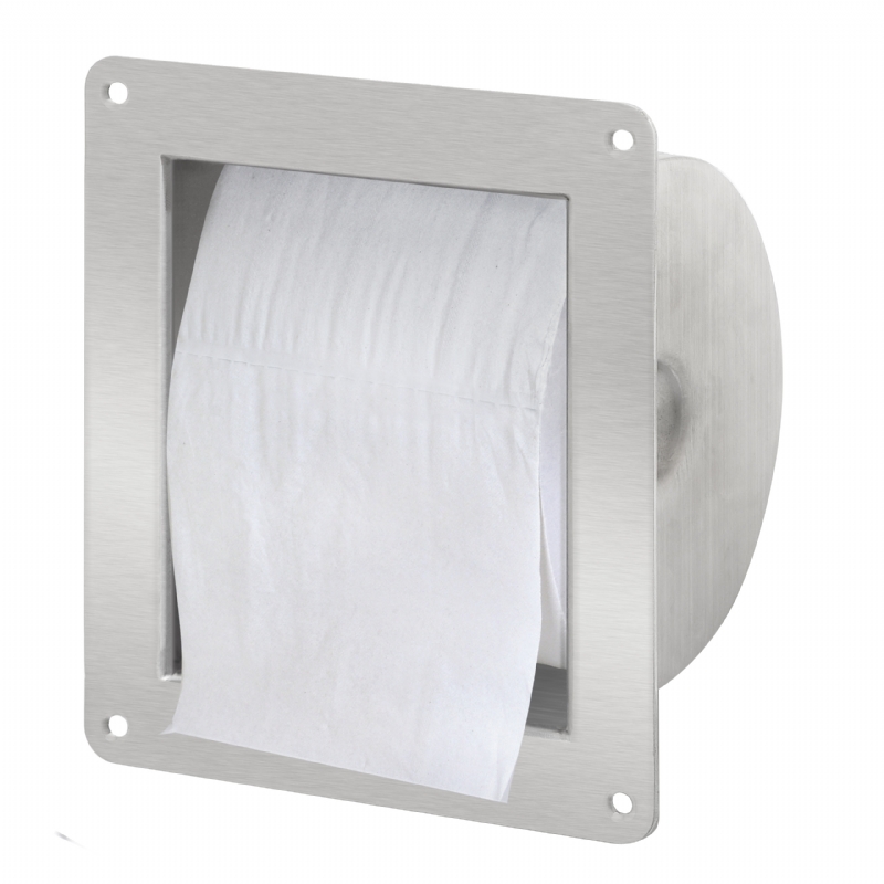 The recessed Anti-Ligature Toilet Roll Holder safely holds toilet roll.