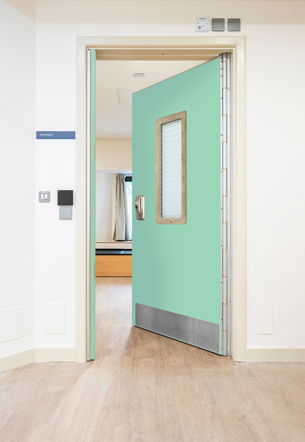The SWING anti-barricade door system with ligature resistant design for behavioral health and challenging environments.