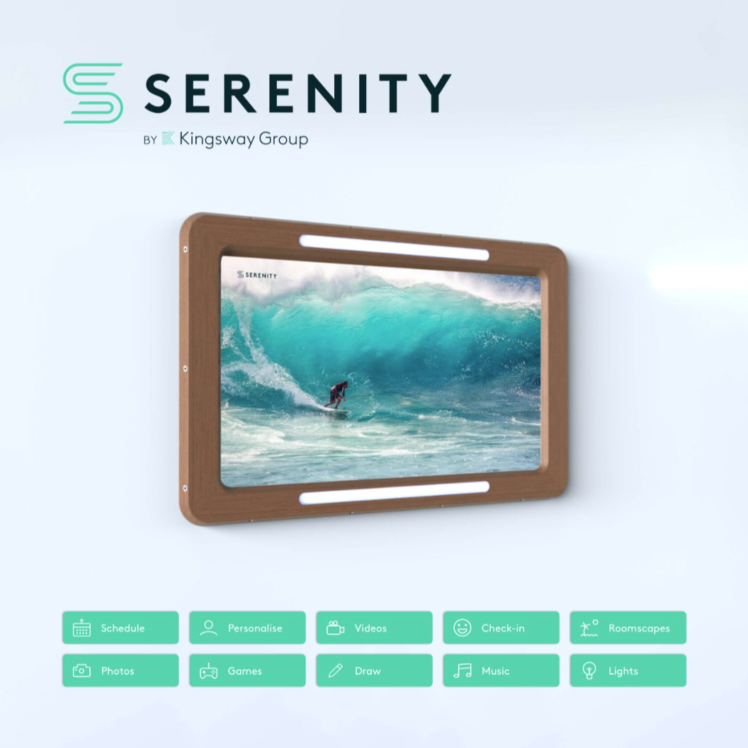 SERENITY Ligature-Resistant Interactive Screen - exhibiting at ASHE Innovation Conference 2024.