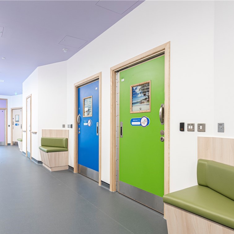 Anti Barricade Doors in a mental health ward.