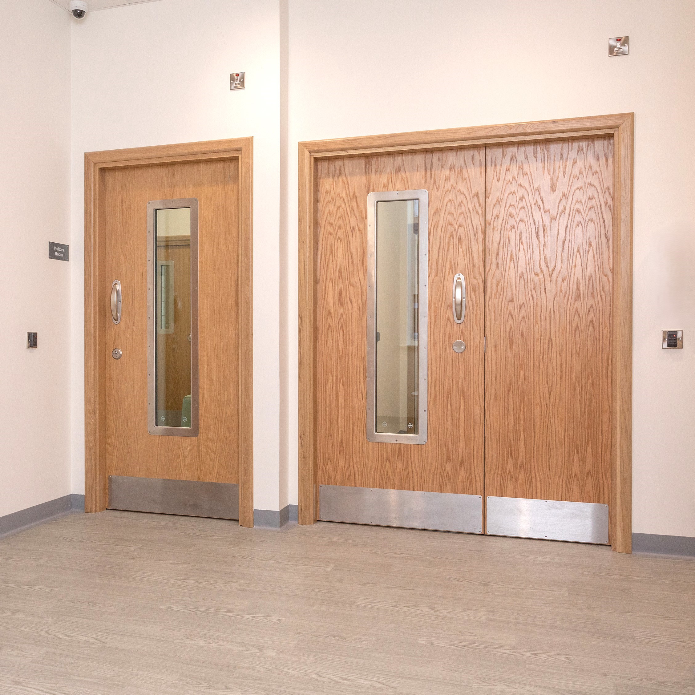 Anti Ligature SOLO Doors in mental health ward with access control system.