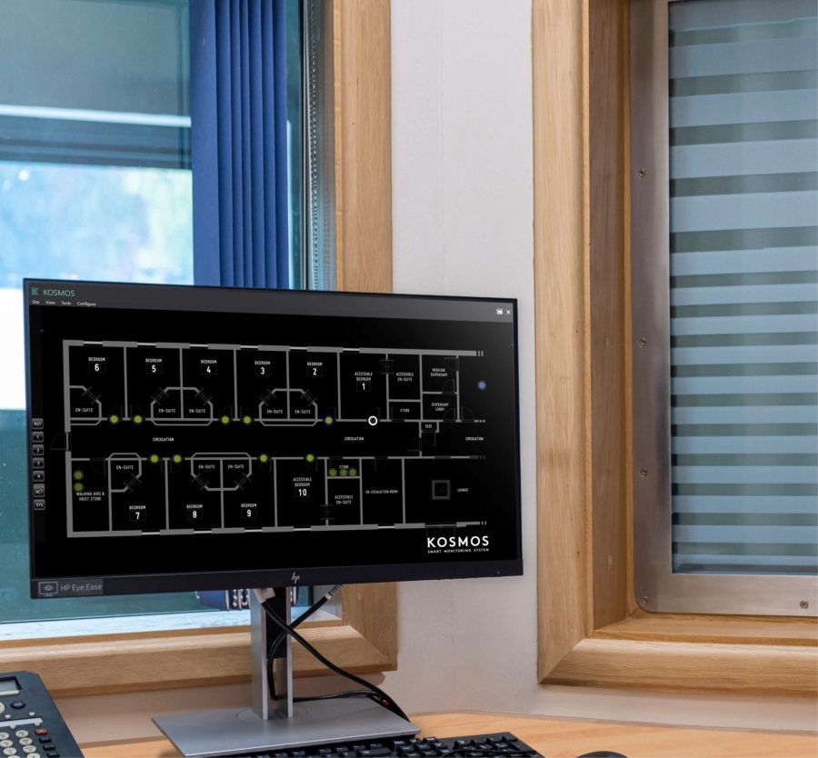 Kingsway Group's KOSMOS Smart Monitoring System provides a bespoke ward floorplan.