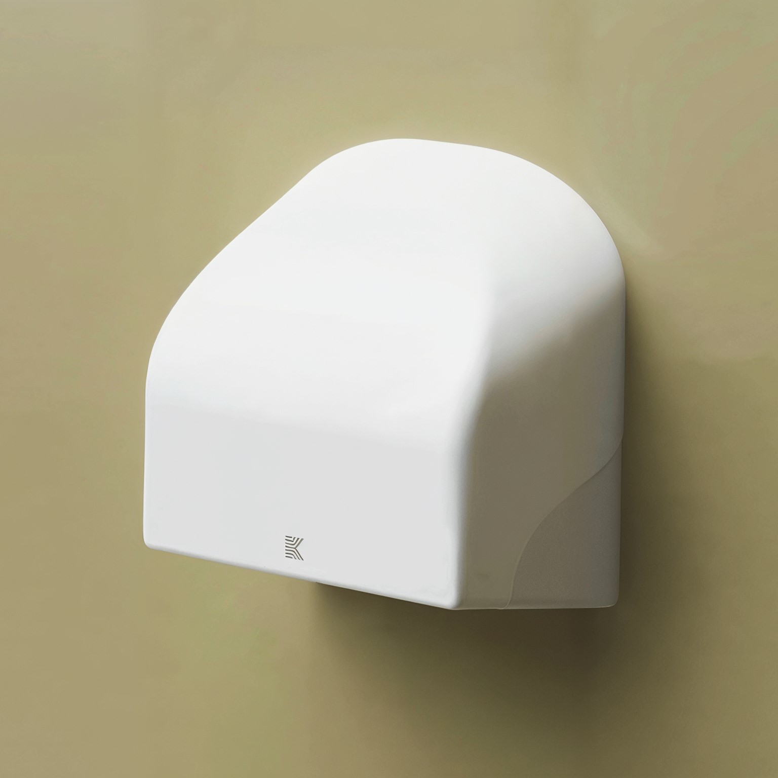 An anti-ligature paper towel dispenser, co-produced as part of Kingsway's Kalm washroom range for mental health environments.