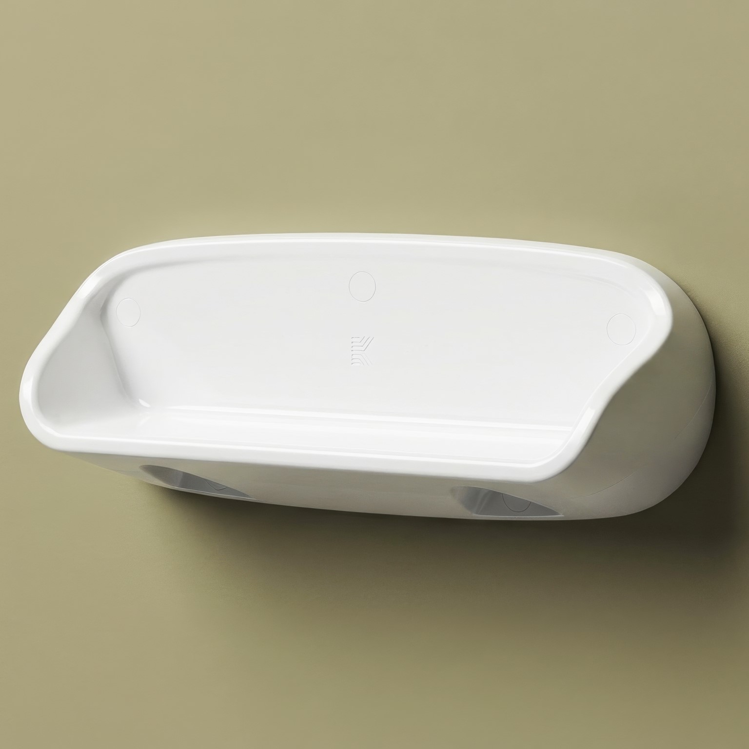 An anti-ligature washroom shelf, co-produced as part of Kingsway's Kalm washroom range.