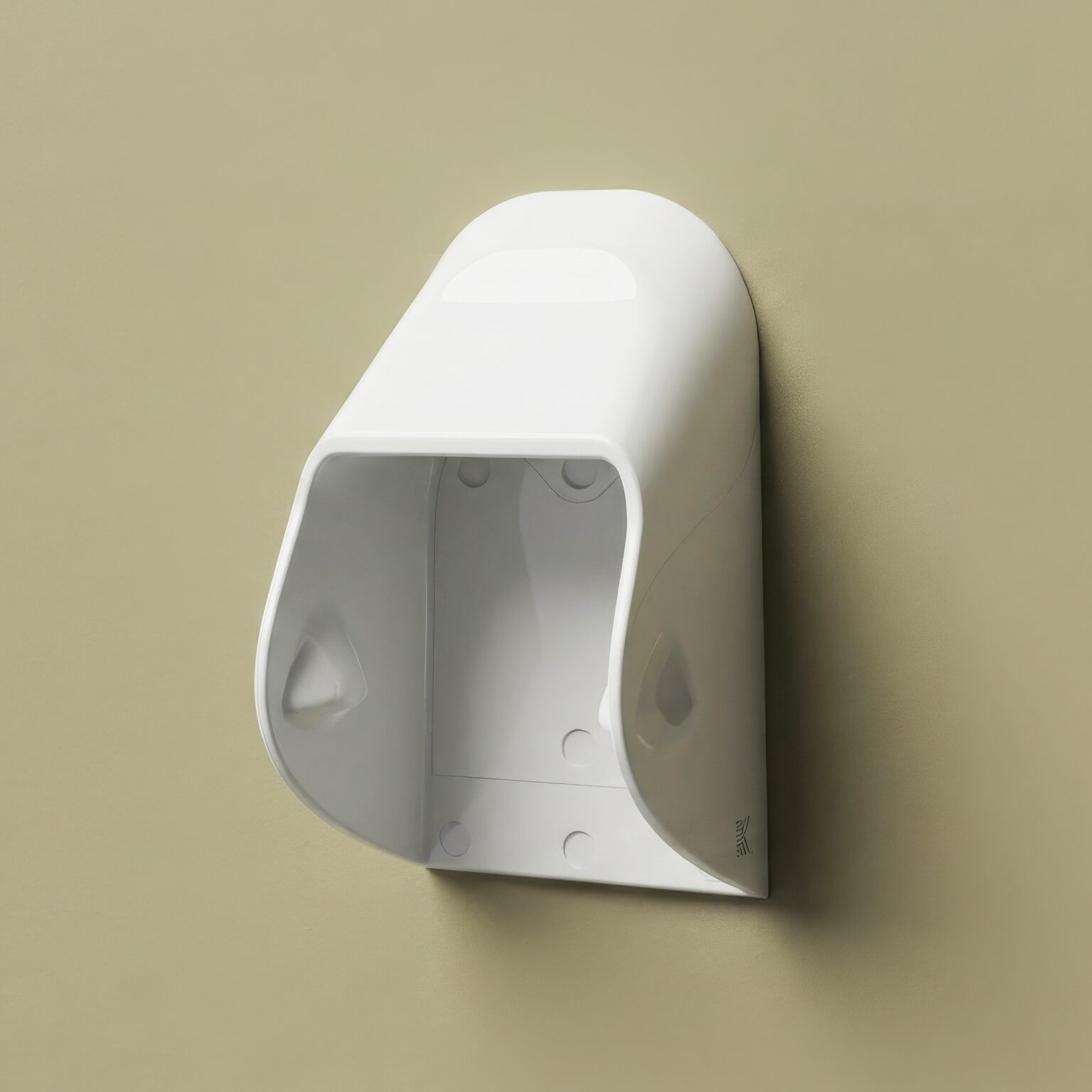 An anti-ligature toilet roll holder, co-produced as part of Kingsway's Kalm washroom range for mental health environments.