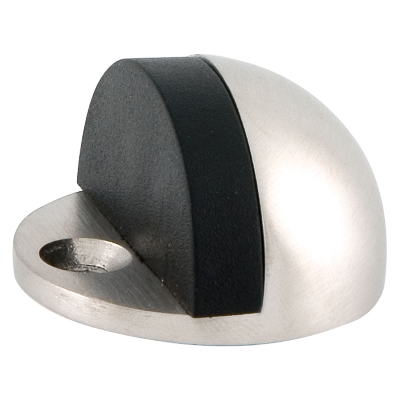 The floor mounted door stop prevents damage between doors and surrounding surfaces.