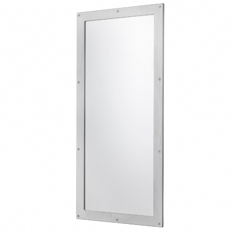 A shatter resistant, anti-ligature mirror for challenging mental health environments.