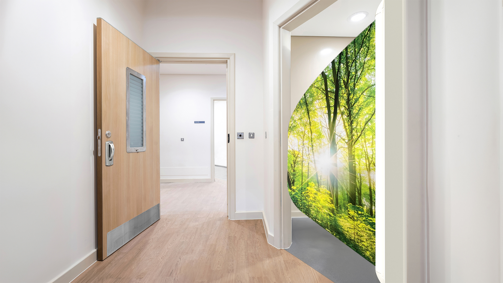 La porte anti-suicide complète pour la sécurité des patients dans les salles de bain en santé mentale.