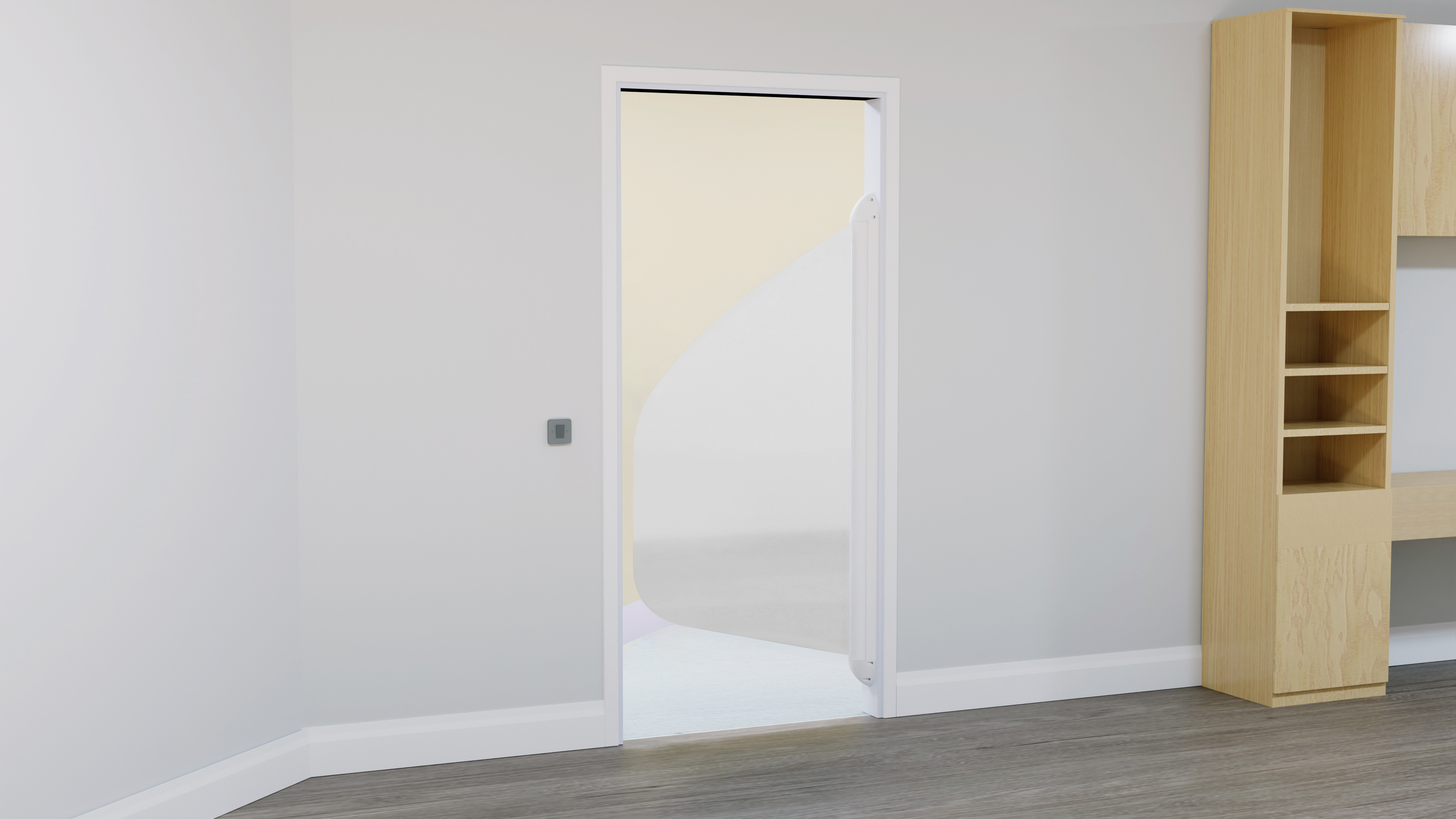 Anti ligature ensuite bathroom door for mental health environments.